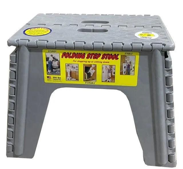 Global Packaging -B&R Plastics 12" E-z Foldz Step Stool Grey - 103-6G