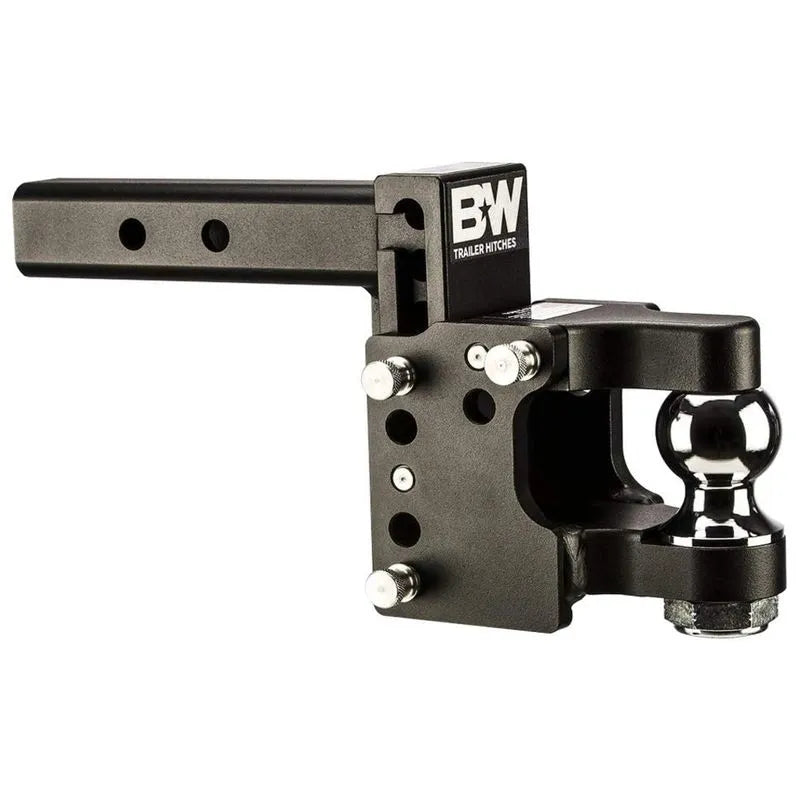 B & W CUSTOM TRUCK BEDS Pintle 2in Dual Ball Black 6" Dr - TS10053B