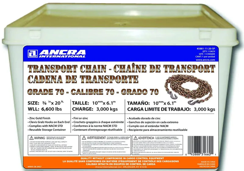 ANCRA INTERNATIONAL LLC Transport Chain 3/8"X20' - 45881-11-20-SP