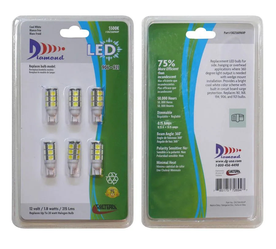 VALTERRA PRODUCTS LLC. LED Bulb 921 Bright Whi 6/pk - DG726096VP