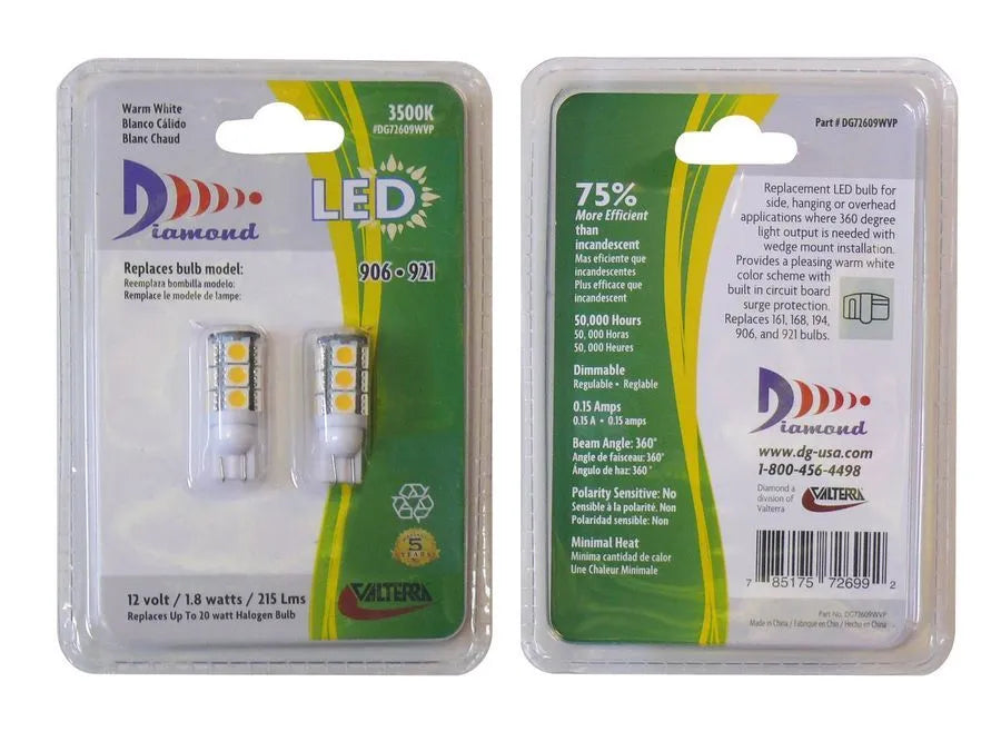 VALTERRA PRODUCTS LLC. 921 LED Bulb Bright Whi 2/pk - DG72609VP