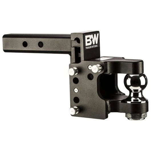 B & W CUSTOM TRUCK BEDS Pintle 2in Dual Ball Black 6" Dr - TS10053B